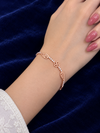 925 Sterling Silver Rose Gold Angel Wings & Clover Charm Zircon Women Bracelet