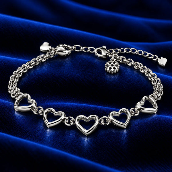 Women’s Silver-Tone Heart Link Bracelet