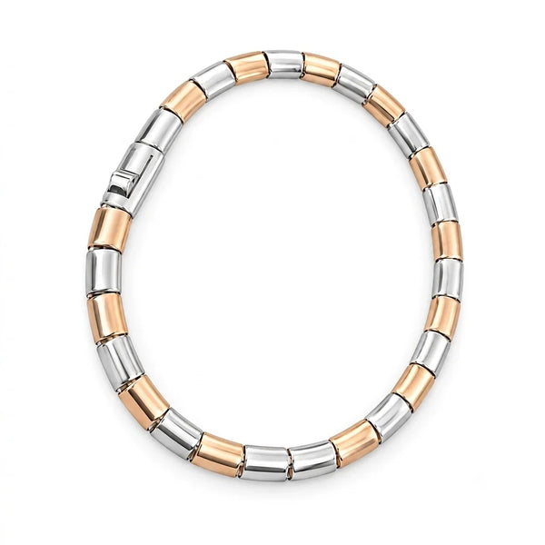 Men’s Two-Tone Silver & Rose Gold Link Bracelet for Everyday Wear