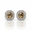 925 Sterling Silver Champagne Crystal Stud Women Earing