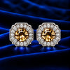 925 Sterling Silver Champagne Crystal Stud Women Earing