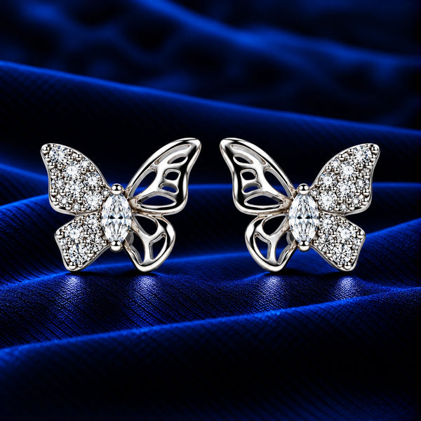 925 Sterling Silver Butterfly Half Zircon Women Earing