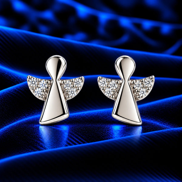 925 Sterling Silver Zircon Angel Stud Women Earing