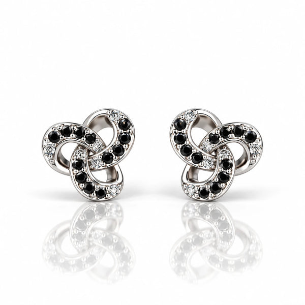 925 Sterling Silver Black Zircon Infinity Stud Women Earing