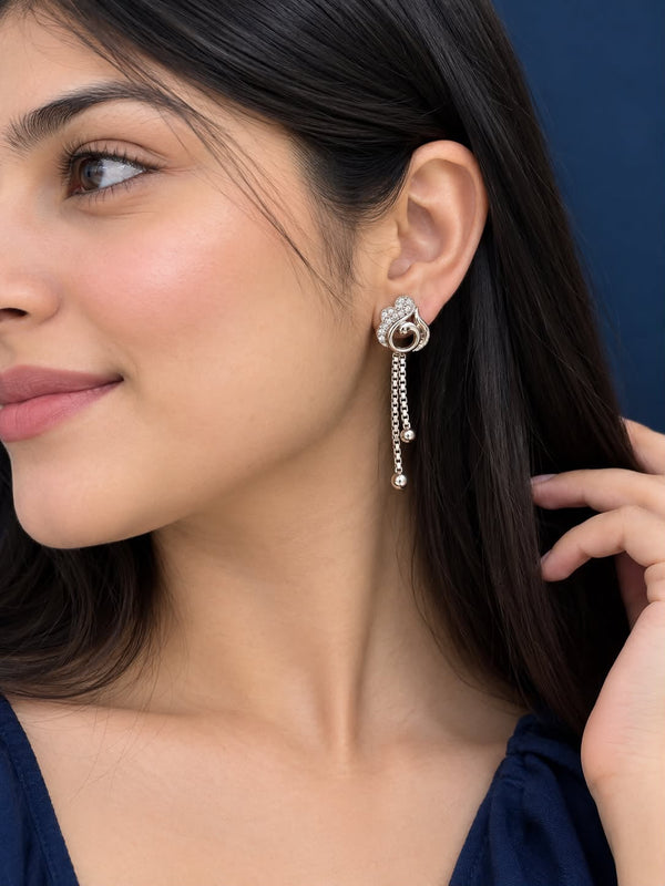 925 Sterling Silver Zircon Drizzle Drop Women Earing