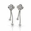 Women's Silver-Tone Floral Crystal Drop Earrings with Elegant Chain Tassels