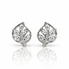 Women's Silver-Tone Leaf Design Stud Earrings with Sparkling Crystal