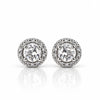 Women's Silver Round Halo Stud Earrings with Sparkling Zircon