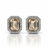 Women's Champagne Stone Halo Stud Earrings with Sparkling Zircon