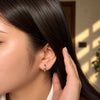 Women's Silver-Tone Black Stone Round Huggie Hoop Earrings