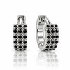 Women's Silver-Tone Black multi Stone Huggie Hoop Earrings