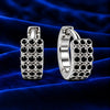Women's Silver-Tone Black multi Stone Huggie Hoop Earrings