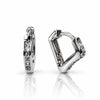 Women's Silver-Tone Geometric Hoop Earrings with Clear Rhinestone Accents