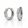 Women's Silver Octagonal Hoop Earrings with Sparkling Clear Stones