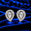 Women's Silver-Tone Teardrop Halo Stud Earrings with Sparkling Crystal Stones