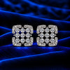 Geometric Lattice Design Sparkling Crystal Stud Earrings for Women