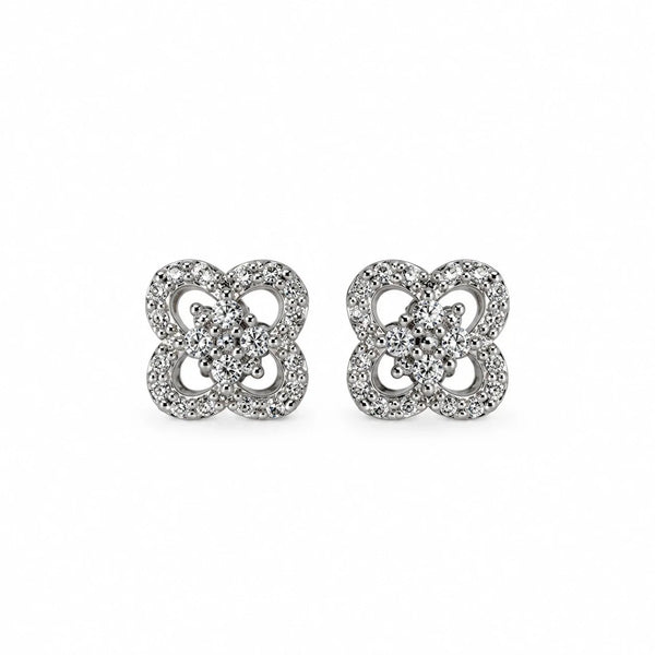 Quatrefoil Crystal Stud Earrings for Women