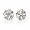 Pinwheel Flower Crystal Stud Earrings for Women