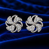 Pinwheel Flower Crystal Stud Earrings for Women