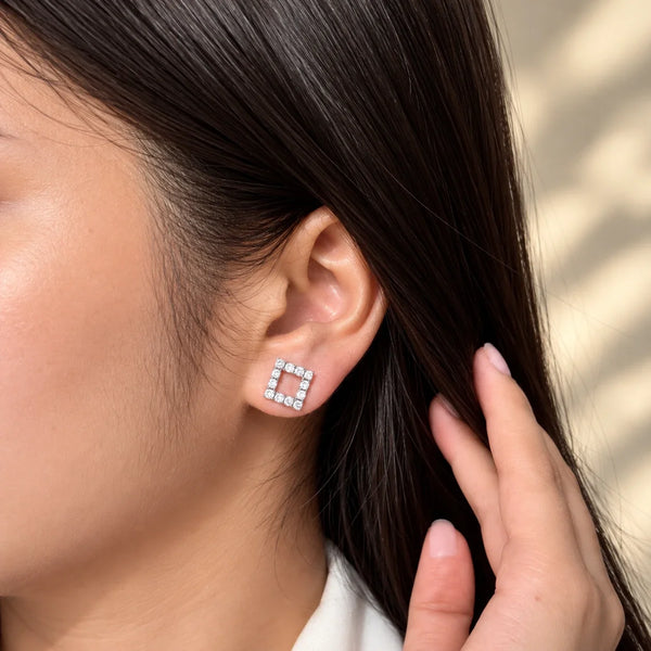 Women's Diamond shape Crystal Stud Earrings