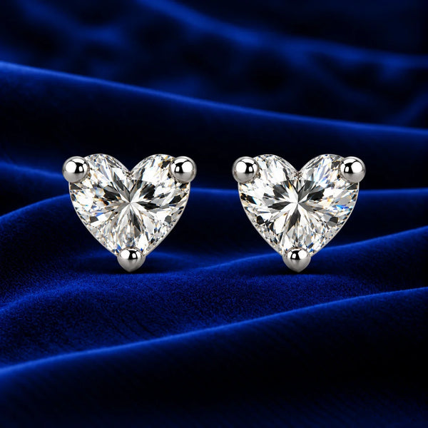 Women's Heart-Shaped Crystal Stud Earrings