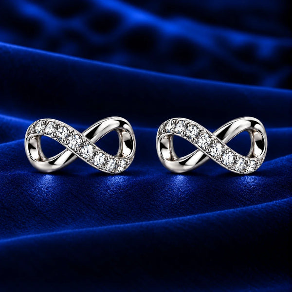 Women’s Silver-Tone Infinity Crystal Stud Earrings