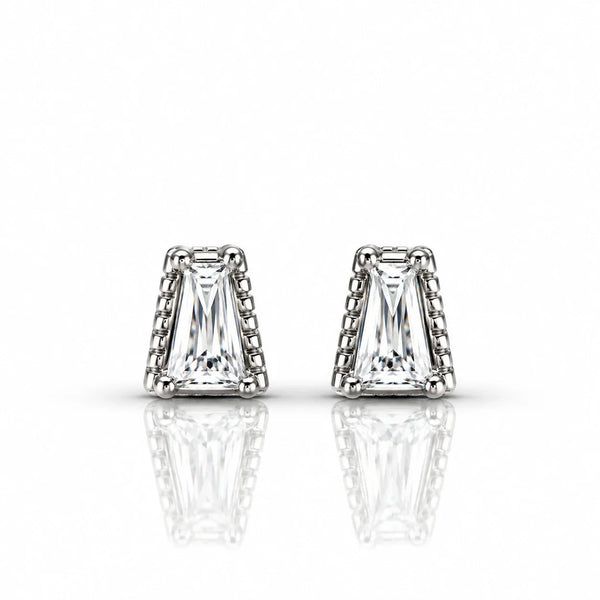 Women’s Silver-Tone Trapezoid Crystal Stud Earrings