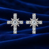 Women’s Silver-Tone Cross Stud Earrings with Sparkling Crystals