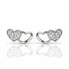 Women’s Silver-Tone Interlocking Heart Stud Earrings with Sparkling Crystal Stones