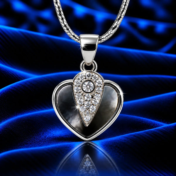 Silver Heart Pendant Necklace for Women with Crystal Embellishments