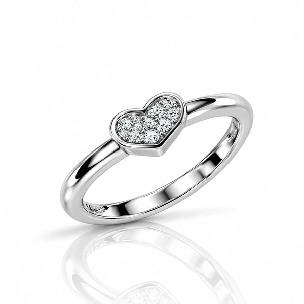 Sterling Silver Heart Pave Ring for Women