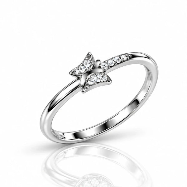 925 Sterling Silver Butterfly Accent Ring for Women