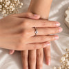 Modern Silver-Tone Geometric Crystal Ring for Women