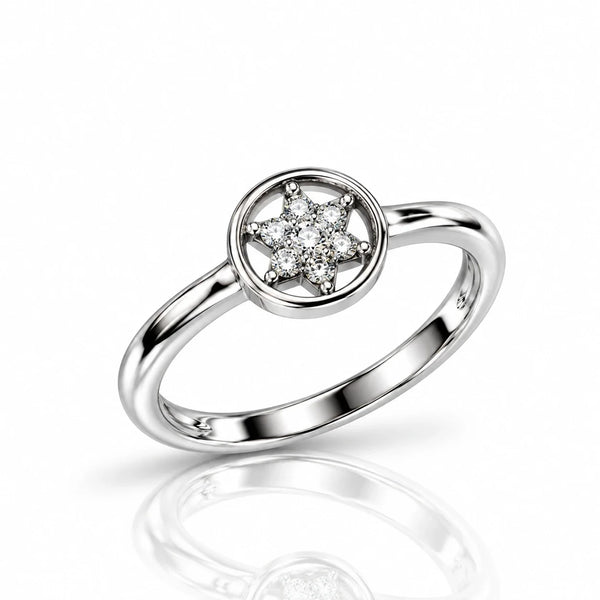 Elegant Silver Starburst CZ Ring for Women