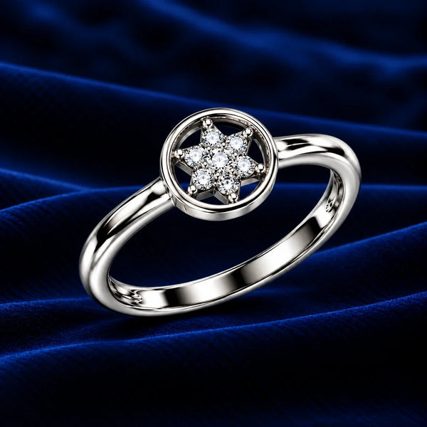 Elegant Silver Starburst CZ Ring for Women