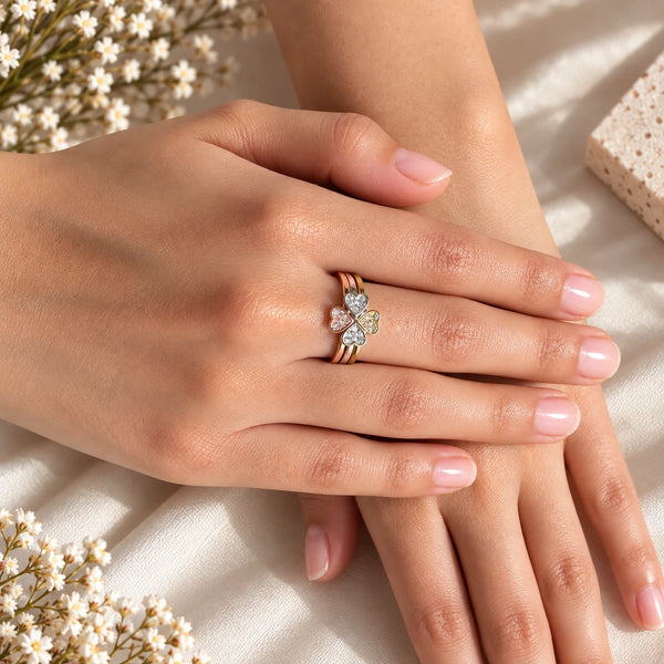 925 Sterling Silver Heart Shaped Crystal Stacking Women Ring
