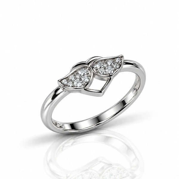 Elegant Double Leaf Crystal Ring for Women