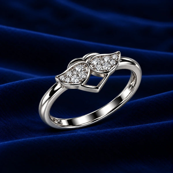 Elegant Double Leaf Crystal Ring for Women