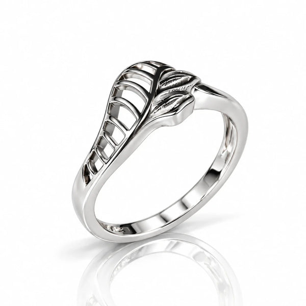 Sterling Silver Leaf Design Ring for Women