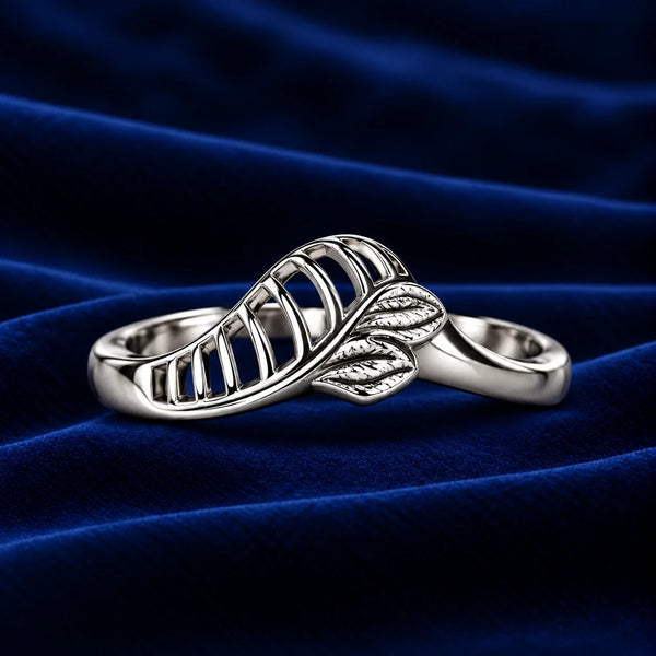 Sterling Silver Leaf Design Ring for Women