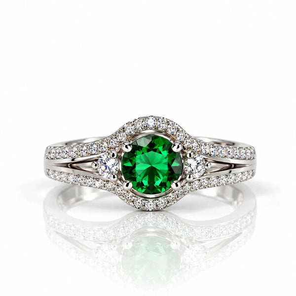 925 Sterling Silver Green Emerald CZ Ring for Women