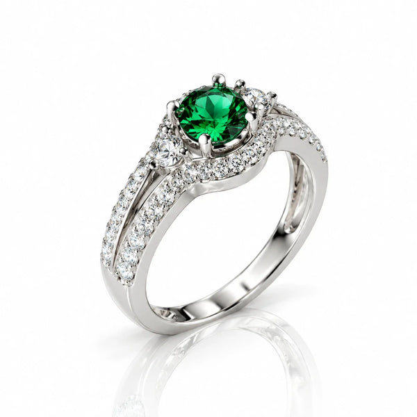 925 Sterling Silver Green Emerald CZ Ring for Women