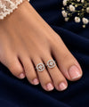 925 Sterling Silver Adjustable Square Solitaire Circular Cubic Zirconia Women Toe Ring