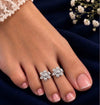 925 Sterling Silver Adjustable 6-Petal Flower Women Toe Ring