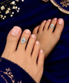 925 Sterling Silver Adjustable Diamond Shape Floral Border Women Toe Ring