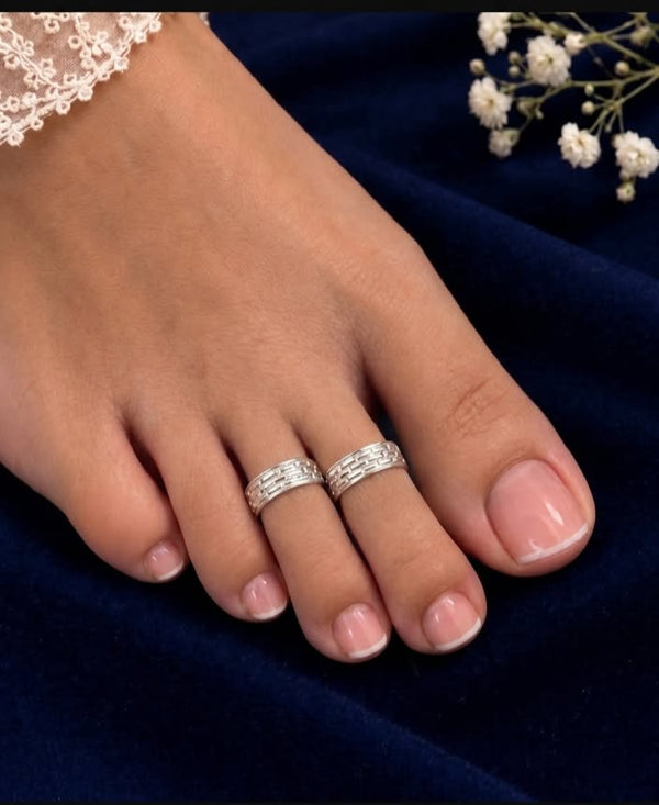 925 Sterling Silver Adjustable Basket Weave BandWomen Toe Ring
