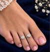 925 Sterling Silver Adjustable Pear Shape Concentric Carved Women Toe Ring