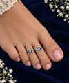 925 Sterling Silver Adjustable Pear- Shape Blue Sapphire Halo Silver Women Toe Ring