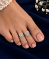 925 Sterling Silver Adjustable Trillion Shape Cubic Zirconia Women Toe Ring