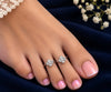 925 Sterling Silver Adjustable Four-Petal Floral Halo Cubic Zirconia Women Toe Ring
